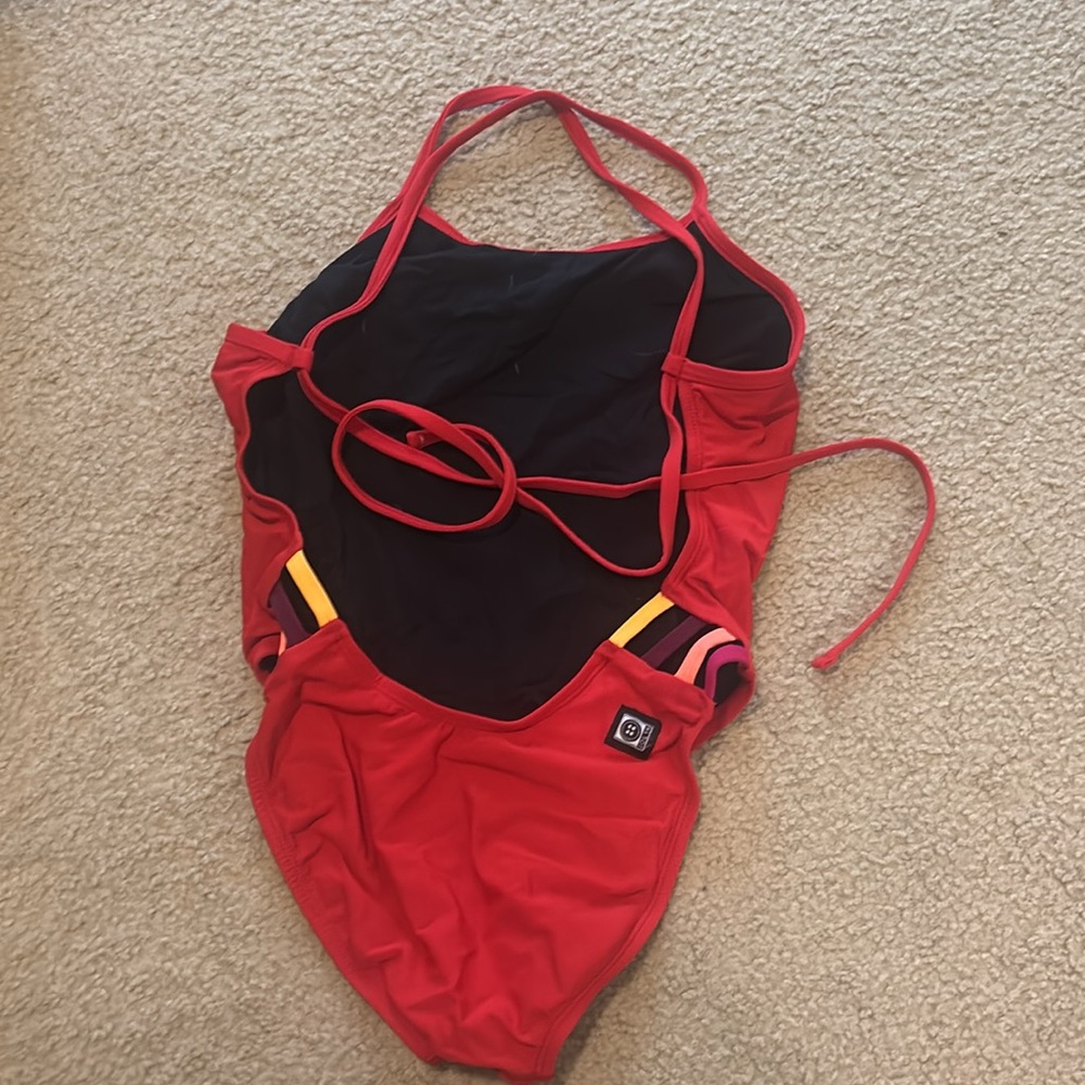Red One-Piece Swimsuit Jolyn Gavin 2 - Picture 2 of 2